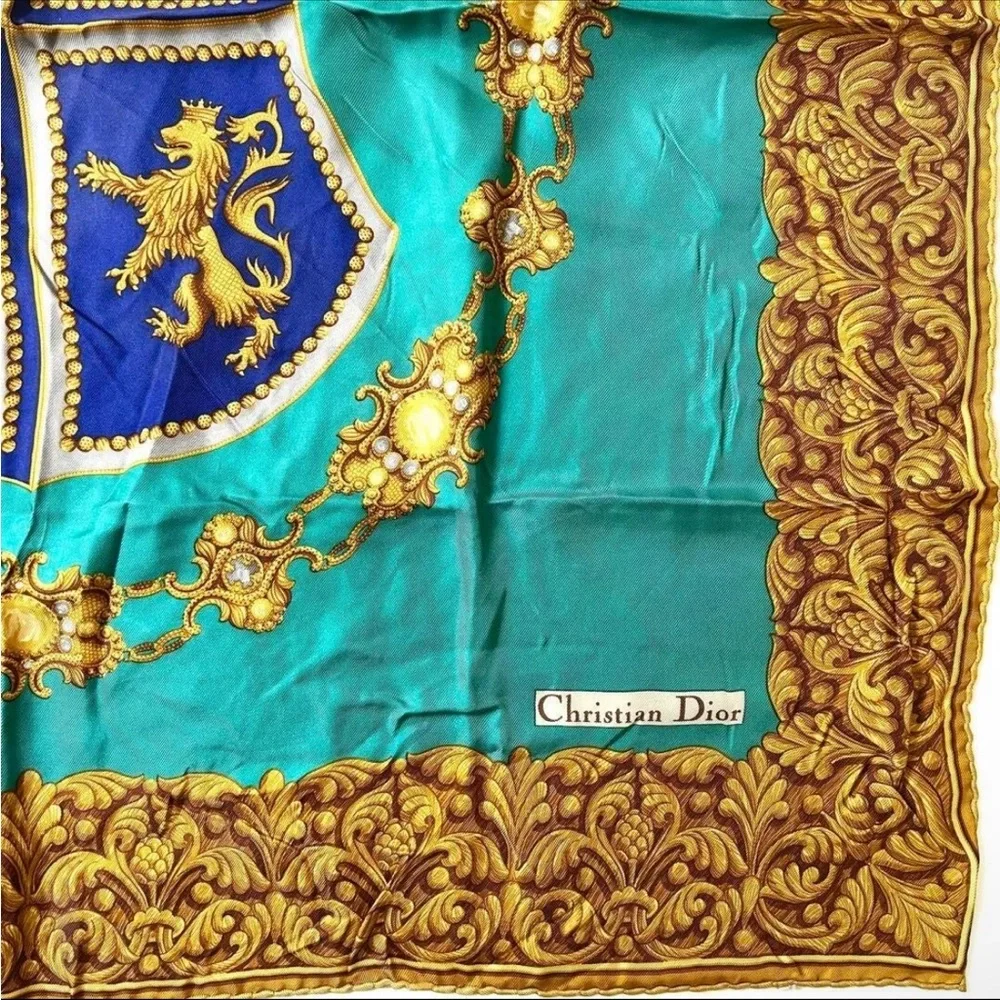 Dior Turquoise and Gold Scarf